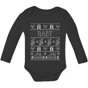 imageTstars Baby Boy Baby Girl Ugly Christmas Sweater Outfit Baby Long Sleeve BodysuitBlack