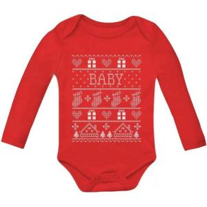 imageTstars Baby Boy Baby Girl Ugly Christmas Sweater Outfit Baby Long Sleeve BodysuitRed