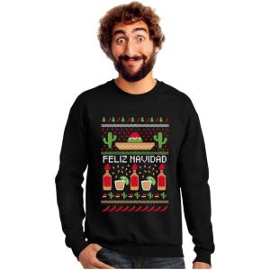 imageTstars Feliz Navidad Sweatshirt Men Mexican Ugly Christmas Sweater Style SweatshirtsBlack