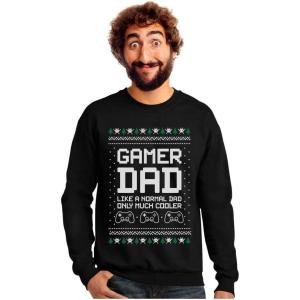imageTstars Gamer Dad Gift for Fathers Cool Dads Gaming Ugly Christmas Sweater SweatshirtBlack