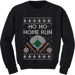 imageTstars Ho Ho Home Run Baseball Christmas Sweater Style Sweatshirt Holiday Ugly Xmas Sweatshirts for Youth KidsBlack