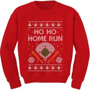 imageTstars Ho Ho Home Run Baseball Christmas Sweater Style Sweatshirt Holiday Ugly Xmas Sweatshirts for Youth KidsRed