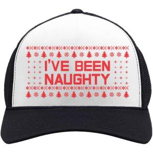 imageTstars Ive Been Naughty Christmas Trucker Hat Mesh Cap for Men Women Funny Holiday Xmas Snapback HatsBlackWhite