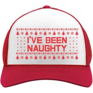 imageTstars Ive Been Naughty Christmas Trucker Hat Mesh Cap for Men Women Funny Holiday Xmas Snapback HatsRedWhite