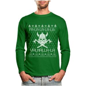 imageViking Nordic God Valahalla Mythology Ugly Christmas Sweater Long Sleeve TShirtGreen