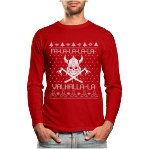 imageViking Nordic God Valahalla Mythology Ugly Christmas Sweater Long Sleeve TShirtRed