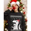 imageUgly Christmas Sweater Big Trex Santa  Children Funny Youth Kids SweatshirtBlack
