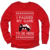 imageGaming Boys Ugly Christmas Shirt I Paused My Game to Be Here Xmas Holiday Long Sleeve TShirt for Youth KidsRed
