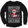 imageSanta Floss Like a Boss Ugly Christmas Sweater Style Xmas Holiday Youth Kids Long Sleeve TShirtBlack