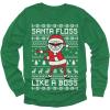 imageSanta Floss Like a Boss Ugly Christmas Sweater Style Xmas Holiday Youth Kids Long Sleeve TShirtGreen