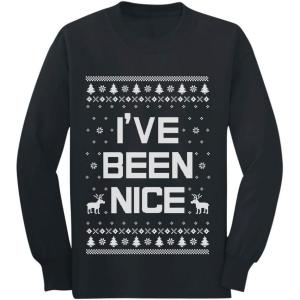 imageIve Been Nice Funny Holiday Ugly Christmas Youth Kids Long Sleeve TShirtBlack