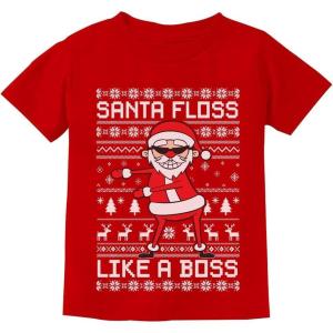 imageSanta Floss Dancing Kids Christmas Shirt Funny Holiday Ugly Xmas Sweater TShirt for Youth Boys GirlsFloss  Red