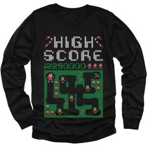 imageSanta Video Game Ugly Christmas Sweater Holiday Youth Kids Long Sleeve TShirt Small Black