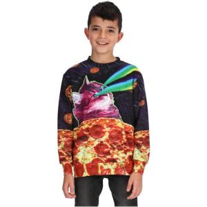 imageTstars 3D Christmas Graphic Pullover Boys Girls Pizza Cat Youth Kids Sweatshirt Medium Multicolor