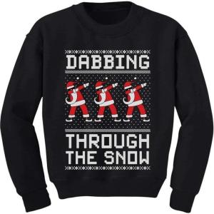 imageTstars Dabbing Through the Snow Boys Ugly Christmas Sweater Style Holiday Xmas Santa Dab Sweatshirt for Youth KidsDabbing Through Black