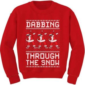 imageTstars Dabbing Through the Snow Boys Ugly Christmas Sweater Style Holiday Xmas Santa Dab Sweatshirt for Youth KidsDabbing Through Red