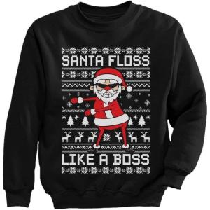 imageTstars Dabbing Through the Snow Boys Ugly Christmas Sweater Style Holiday Xmas Santa Dab Sweatshirt for Youth KidsFloss Dancing Black