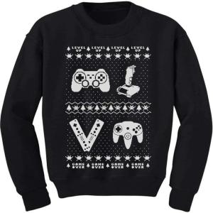imageTstars Gamer Retro Ugly Christmas Sweater Xmas Party Youth Kids Sweatshirt Large Black