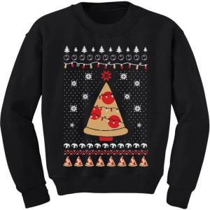 imageTstars Pizza Tree Ugly Christmas Sweatshirt for Boys Girls Tacky Sweater Style Holiday Xmas Sweatshirts for Youth KidsBlack