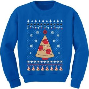 imageTstars Pizza Tree Ugly Christmas Sweatshirt for Boys Girls Tacky Sweater Style Holiday Xmas Sweatshirts for Youth KidsBlue