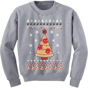 imageTstars Pizza Tree Ugly Christmas Sweatshirt for Boys Girls Tacky Sweater Style Holiday Xmas Sweatshirts for Youth KidsGray