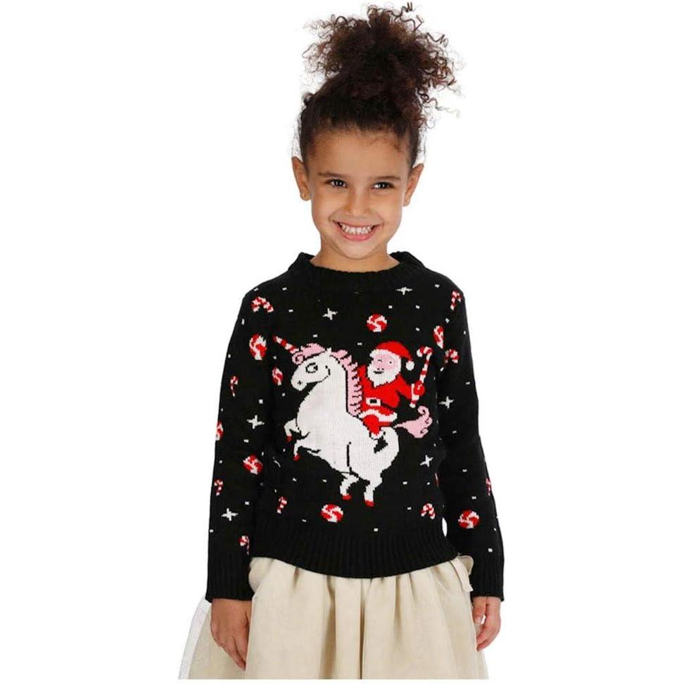 imageUnicorn Santa Girls Ugly Christmas Sweater Tacky Holiday Xmas Sweaters for Toddler KidsMulticolor
