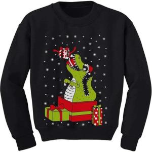 imageFunny Trex Kids Ugly Christmas Sweatshirt for Boys Girls Tacky Sweater Style Xmas Holiday Sweatshirts for ToddlersBlack