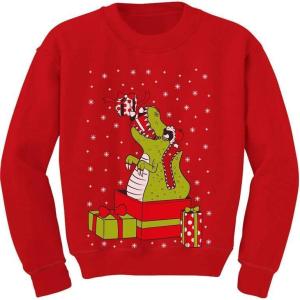imageFunny Trex Kids Ugly Christmas Sweatshirt for Boys Girls Tacky Sweater Style Xmas Holiday Sweatshirts for ToddlersRed