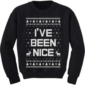 imageIve Been Nice Kids Funny Ugly Christmas Sweatshirt Tacky Sweater Style Xmas Holiday Sweatshirts for ToddlersBlack