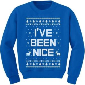 imageIve Been Nice Kids Funny Ugly Christmas Sweatshirt Tacky Sweater Style Xmas Holiday Sweatshirts for ToddlersBlue