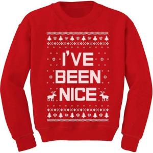 imageIve Been Nice Kids Funny Ugly Christmas Sweatshirt Tacky Sweater Style Xmas Holiday Sweatshirts for ToddlersRed