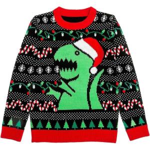 imageTrex Ugly Christmas Sweater Dinosaur Dino Gift for Boys Girls 2yr  12yrMulticolor