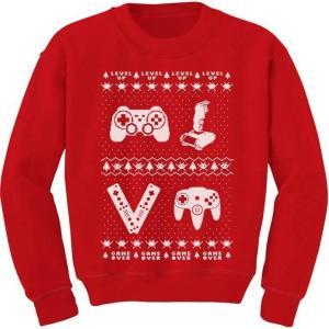 imageTstars Gamer Retro Ugly Christmas Sweater Xmas Party Youth Kids SweatshirtRed