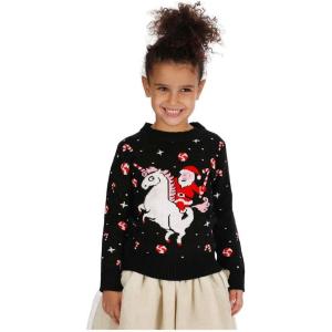 imageUnicorn Santa Girls Ugly Christmas Sweater Tacky Holiday Xmas Sweaters for Toddler KidsMulticolor