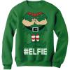 imageTeeStars  Elf Suit Funny Elfie Christmas Women SweatshirtGreen