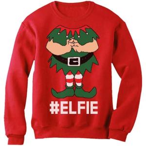 imageTeeStars  Elf Suit Funny Elfie Christmas Women SweatshirtRed