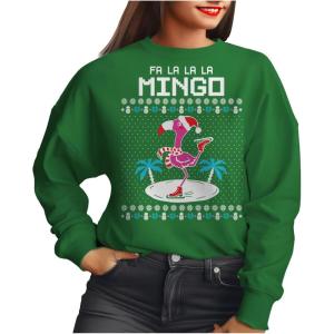 imageTstars Fa La La Flamingo Ugly Christmas Sweatshirt for Women Teen Girls Tacky Sweater Style Xmas Holiday SweatshirtsGreen