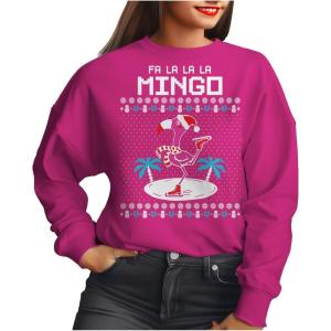 imageTstars Fa La La Flamingo Ugly Christmas Sweatshirt for Women Teen Girls Tacky Sweater Style Xmas Holiday SweatshirtsPink