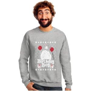 imageTstars Jesus Birthday Boy Ugly Christmas Sweater Xmas Holiday SweatshirtGray