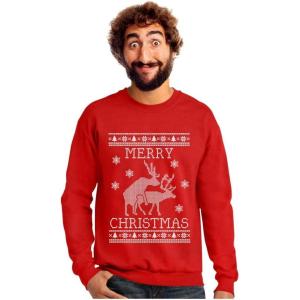 imageTstars Naughty Merry Christmas Reindeer Sweatshirt for Men Tacky Sweater Style Holiday Xmas Mens SweatshirtsReindeer  Red