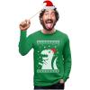 imageUgly Christmas Sweater Big Trex Santa  Funny Xmas Long Sleeve TShirtGreen