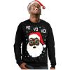 imageYo Yo Black Santa Ugly Christmas Shirt for Men Tacky Sweater Style Xmas Holiday Mens Long Sleeve TShirtBlack