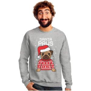 imageSanta Paws Sweatshirt Men Pug Christmas Sweater Style Ugly Xmas SweatshirtsGray