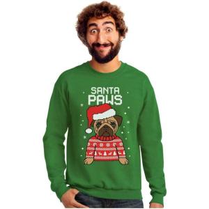 imageSanta Paws Sweatshirt Men Pug Christmas Sweater Style Ugly Xmas SweatshirtsGreen