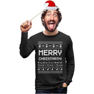 imageTstars Merry Christmath Long Sleeve Shirt Men Math Teacher Ugly Christmas Sweater StyleBlack