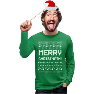 imageTstars Merry Christmath Long Sleeve Shirt Men Math Teacher Ugly Christmas Sweater StyleGreen