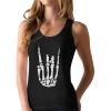 imageRock n Roll Skeleton Hand Cool Halloween Racerback Tank Top Small Black