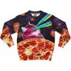 imageTstars Ugly Christmas Sweatshirt Funny 3D Graphic Long Sleeve Crewneck Sweatshirt Pizza Laser Cat