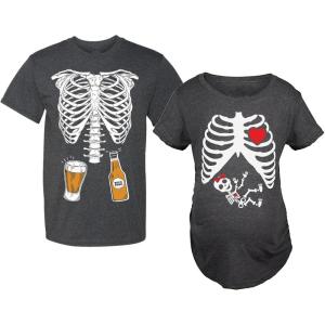 imageMaternity Halloween Shirt Skeleton Baby Girl Xray Couples Matching ShirtsDad Black  Mom Black