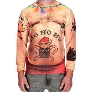 imageMen Funny Ugly Christmas Sweater Style Novelty 3D Graphic Long Sleeve Sweatshirt Xmas Belly